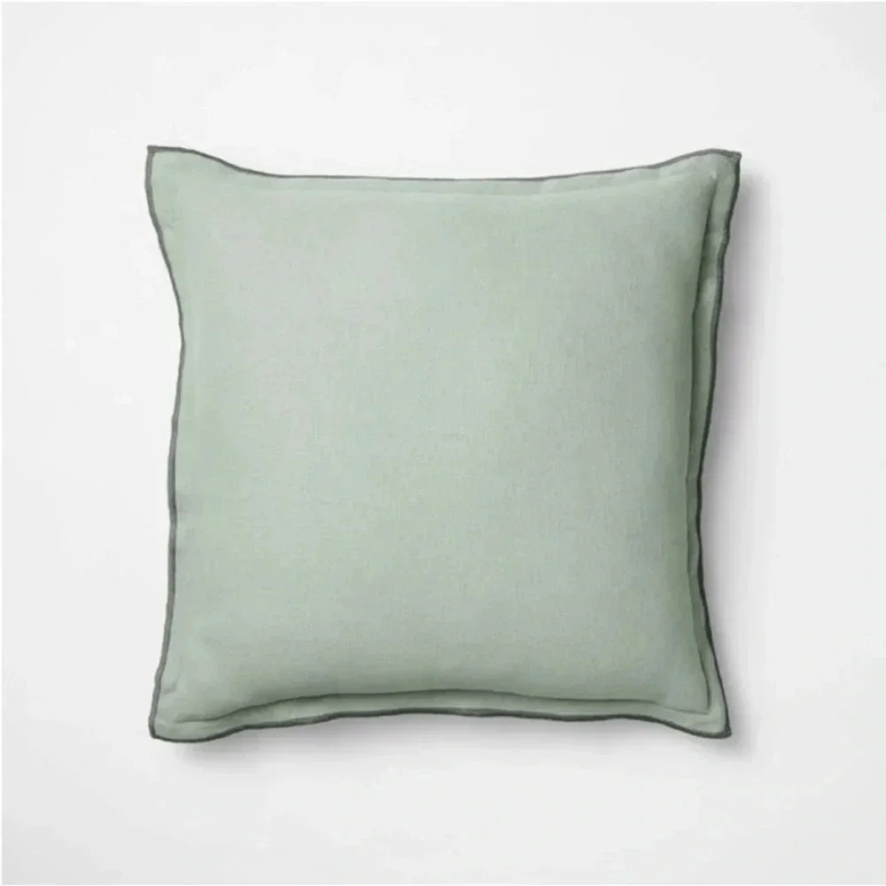 2! NWT Linen Square Throw Pillow Green -‎ Threshold 
designed with Studio McGee